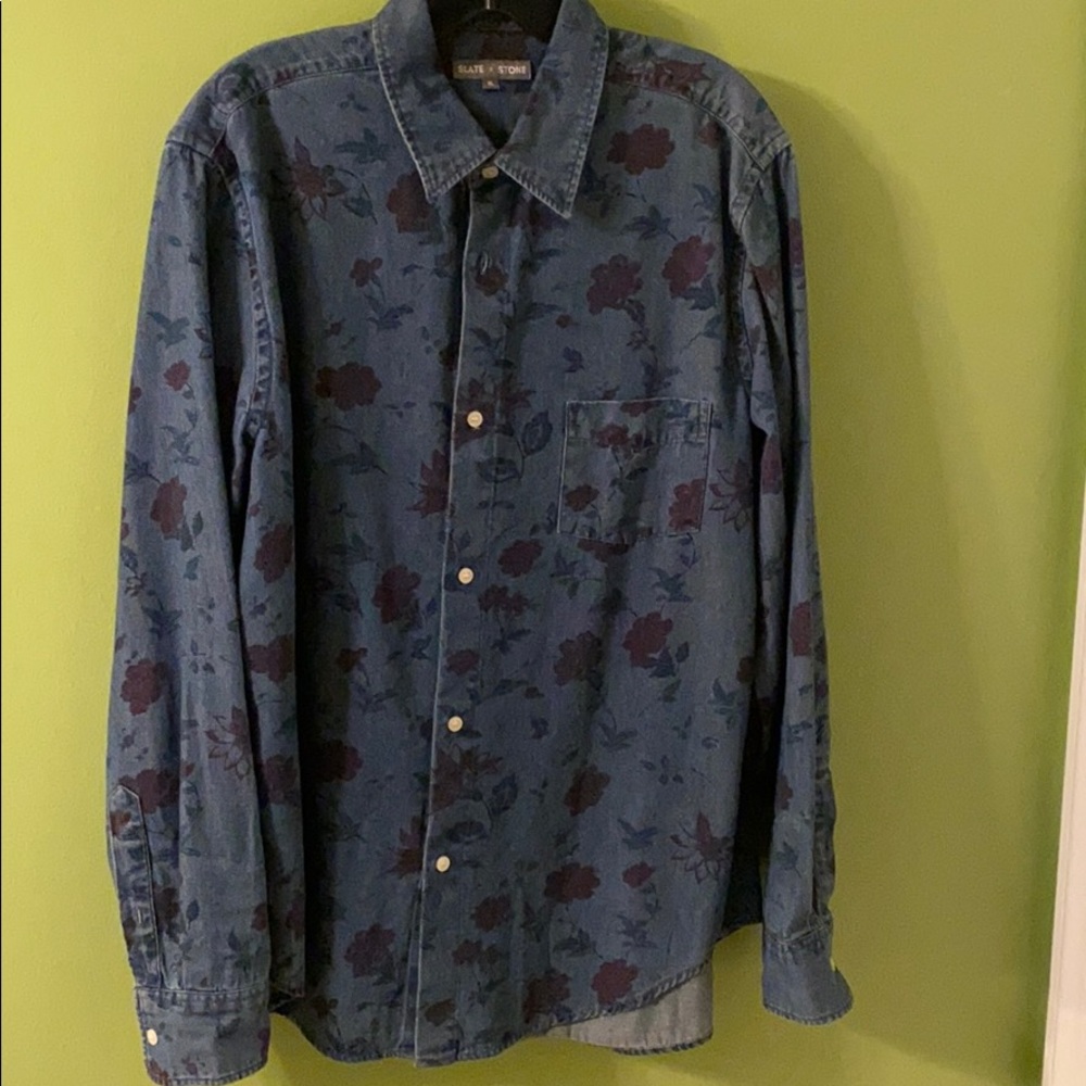 Slate and Stone flowery denim shirt